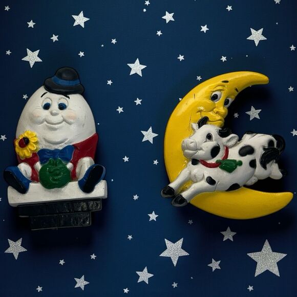 Homco Burwood Vintage Nursery Wall Plaques Humpty Dumpty Cow Moon Decor - Picture 8 of 8